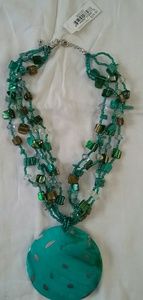 Shell and Seed Bead Necklace with Shell Medallion